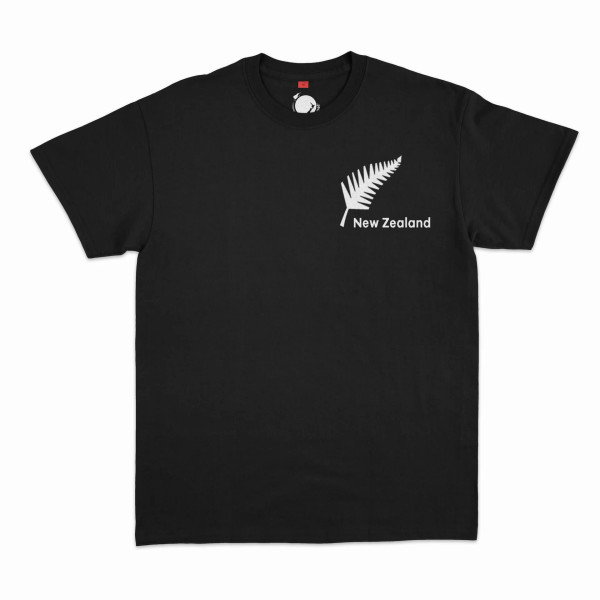 New Zealand Embroidered Silver Fern T-Shirt - Black