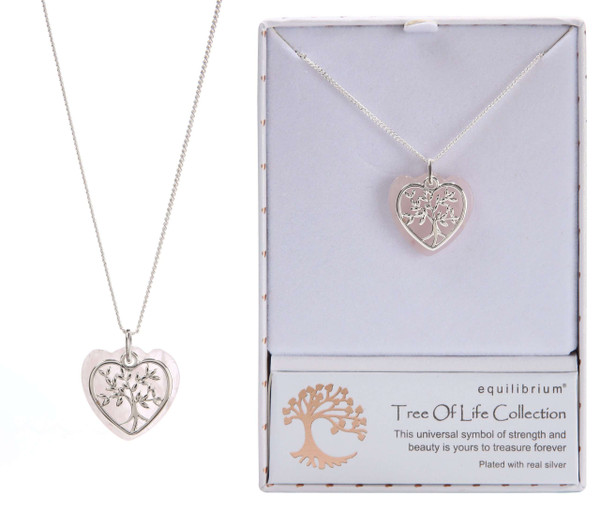 Tree of Life Heart Shaped Rose Quartz Necklace