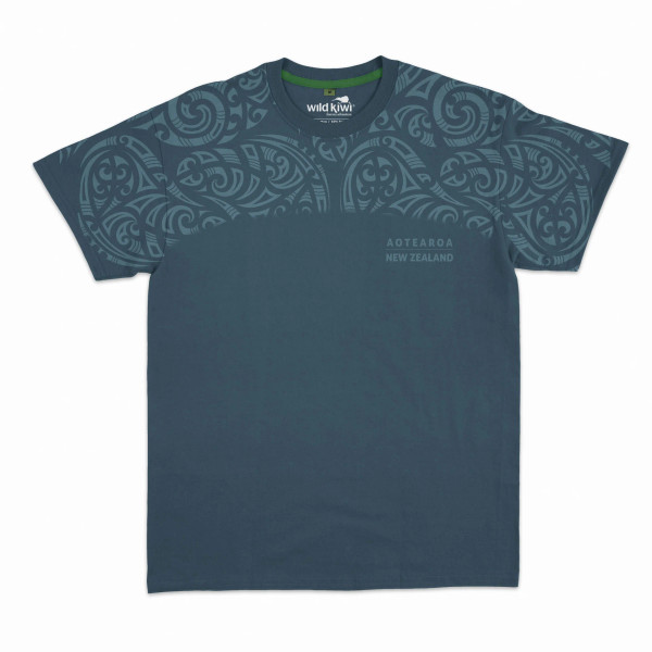 Men’s New Zealand Māori Tattoo Design T-Shirt - Dark Blue