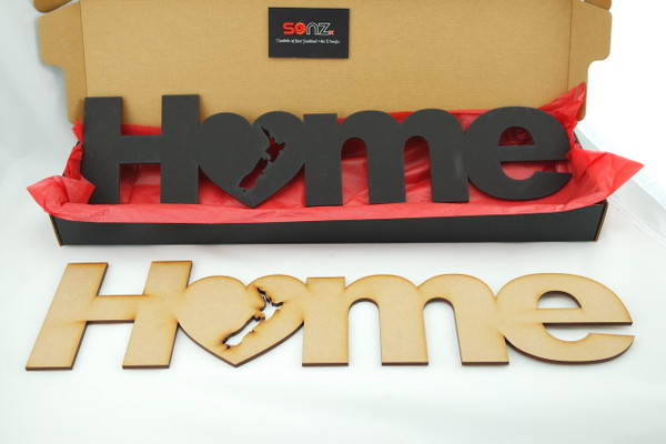 Home wood wall art with NZ cut out - 55cm