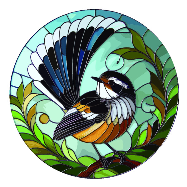 Stained Glass hanger of NZ Fantail (30cm)