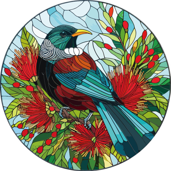 Stained Glass hanger of NZ Tui (30cm)