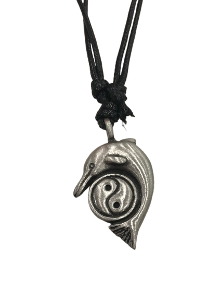 Dolphin Yin And Yang Pewter Necklace