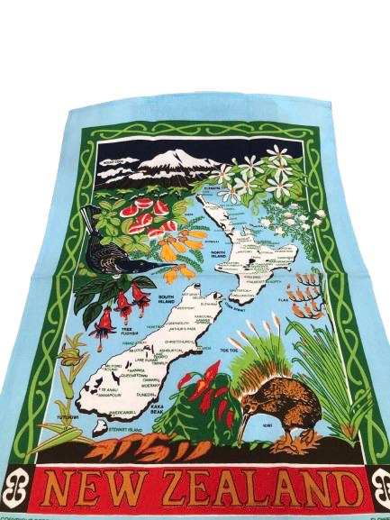 Flower And Map Tea Towel