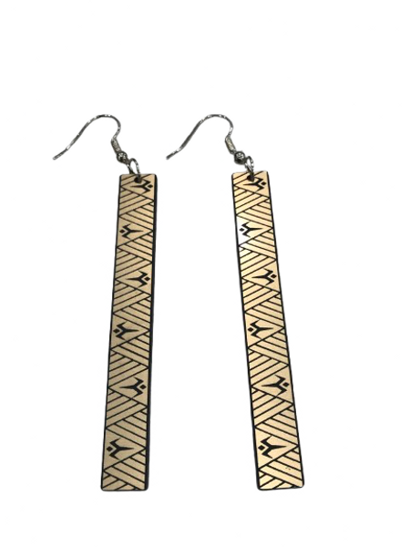 Metallic gold colour earrings with manulua tattoo design