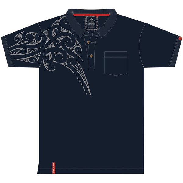 NZ Souvenir polo shirt with Maori kowhaiwhai tatoo design