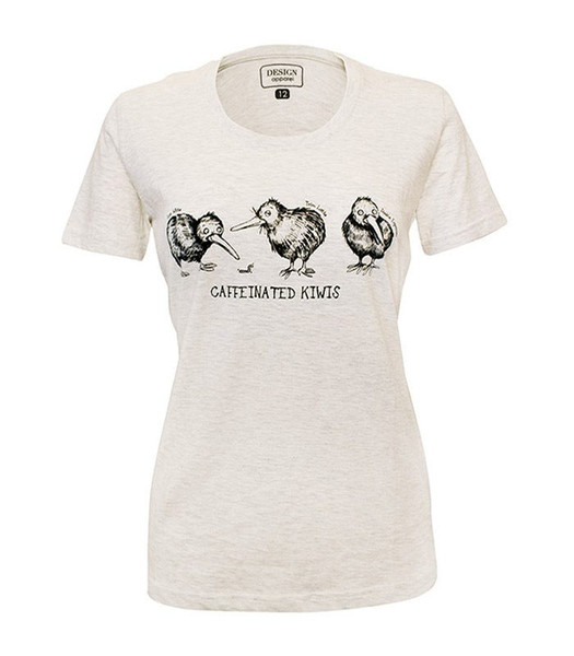 Women’s New Zealand Caffeinated Kiwi T-Shirt - Light Grey