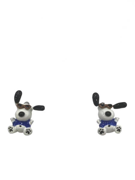 Cool white dog with long ears  stud earrings