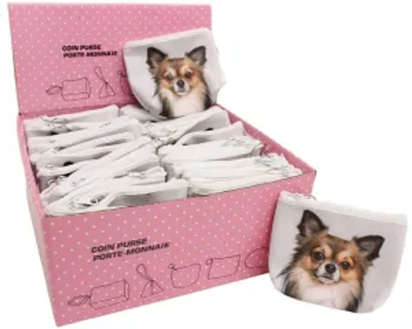 Coin Purse with Dog - zip up top 12cm x 9cm (price per each)