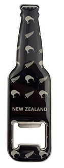 Black NZ kiwi and fern magnetic bottle opener