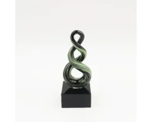 9.7 Green And Black Glass Eternal Knot