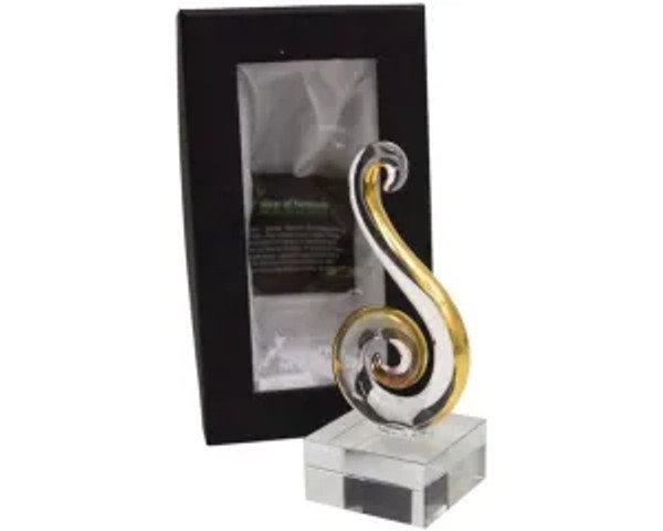 10CM Koru Fern Frond Clear Glass With Gold
