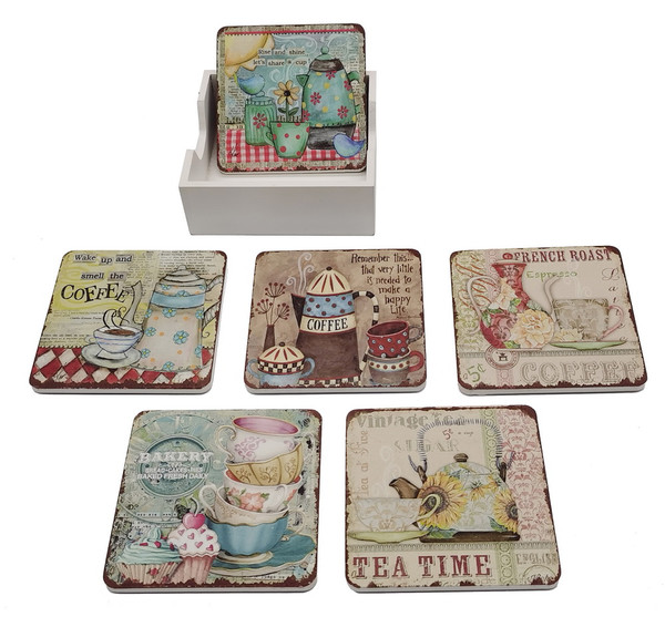 Coaster Set Of 6 Tea And Coffee