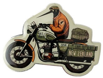 NZ souvenir magnet - Kiwi on motorbike
