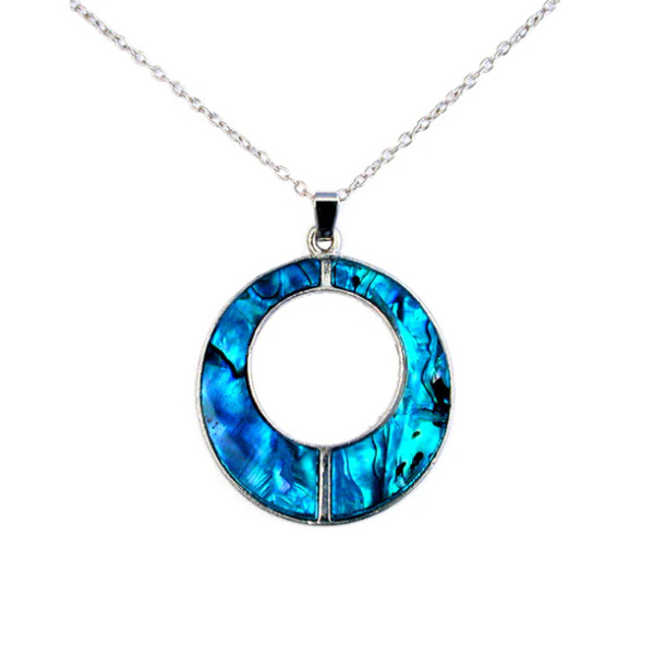 New Zealand Paua Circular Drop Chain Necklace