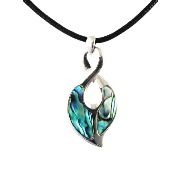 NZ Paua Pikorua Single Twist Pendant Cord Necklace