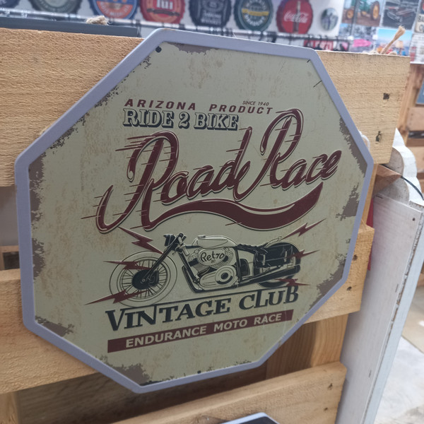 Retro Road Race Vintage Club Tin Sign
