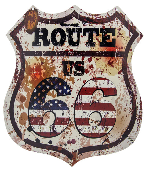 Retro Route 66 Usa Shield Tin Sign