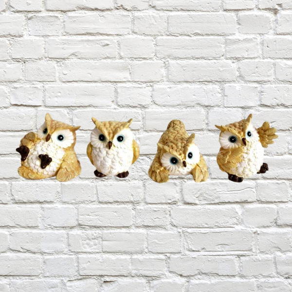 Yellow  Owl Ornaments assorted poses-price per each