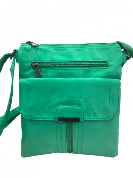 Bright green shoulder bag with front pocket