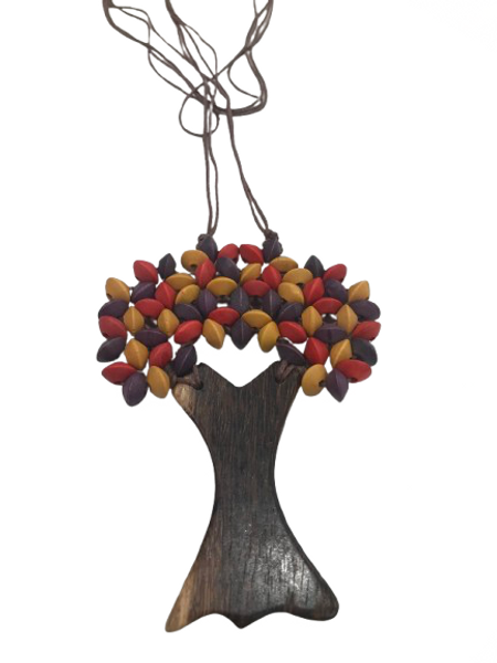 Wooden beaded tree necklace - various colours