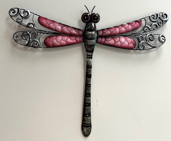 Dragonfly Metal Wall Art Pink
