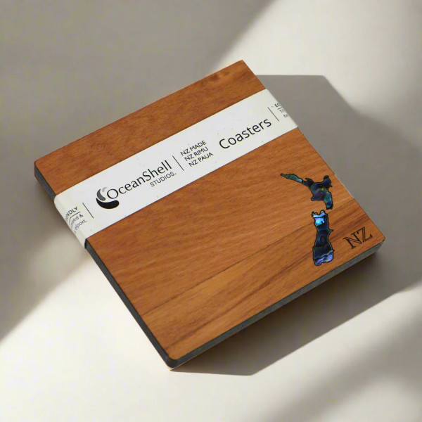 Paua And Rimu New Zealand Map Coaster