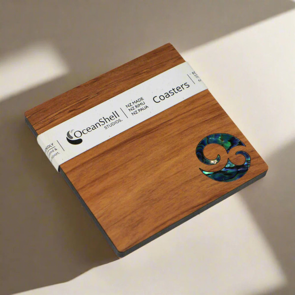Paua And Rimu Koru Coaster