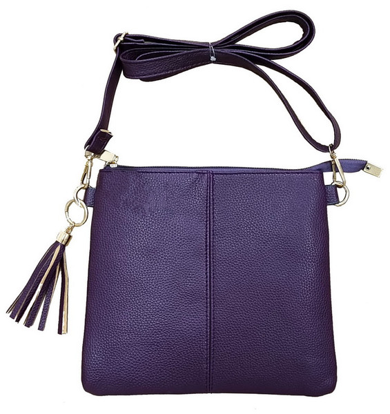 Handbag with centre stripe and tassel - various colours