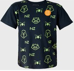 Kids New Zealand Digital Wildlife Glow-in-the-Dark T-Shirt - Navy