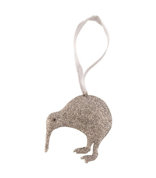Clay Kiwi Silver Glitter Christmas Tree Ornament