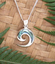 Koru Silver Paua Pendant And Silver Chain
