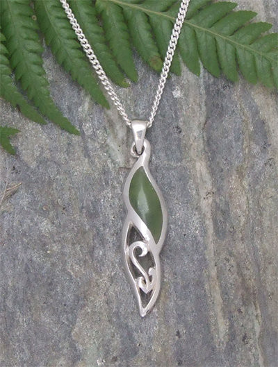 The River NZ Greenstone Silver Pendant