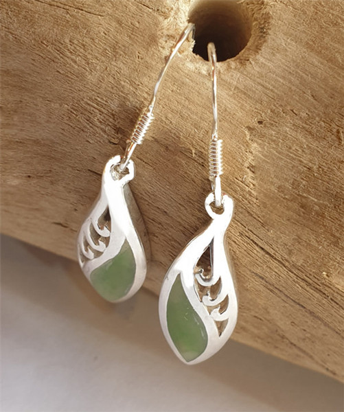 3 Koru-Frond Sterling NZ Jade Earring