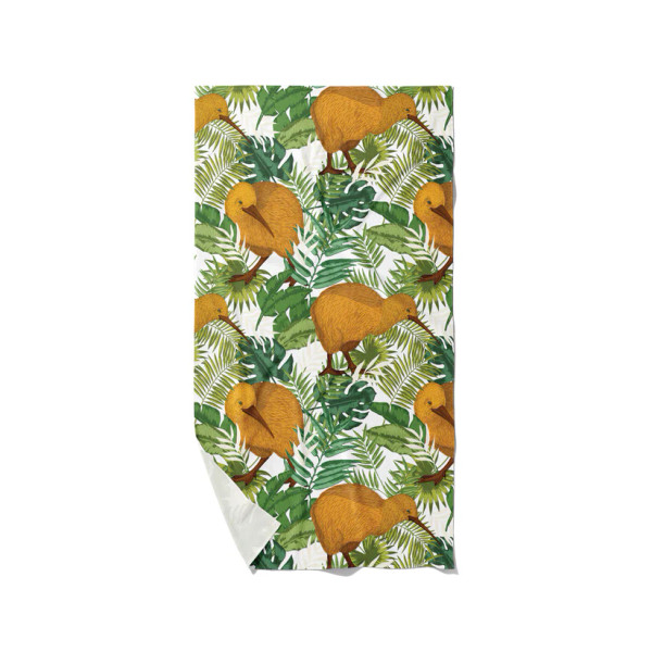 100% cotton tea towel with NZ Kiwi tropics design
