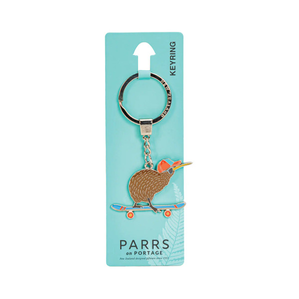 Skateboarding Kiwi Key Ring