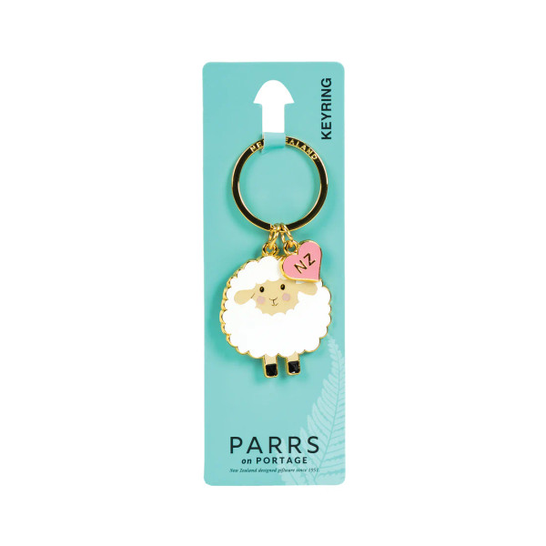 New Zealand metal keyring with cute sheep and heart design