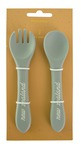 Baby silicon spoon and fork set with New Zealand on the handle