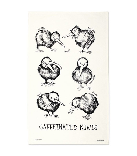 Caffeinated NZ Kiwi Tea Towel