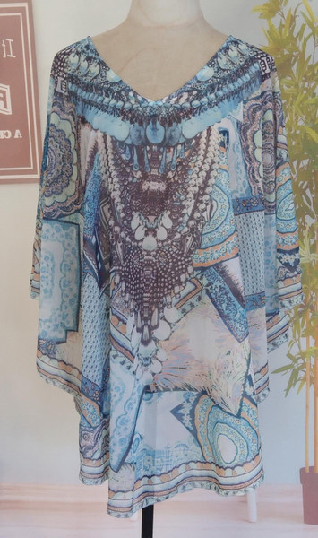 Light BLue Frances V Neck Kaftan