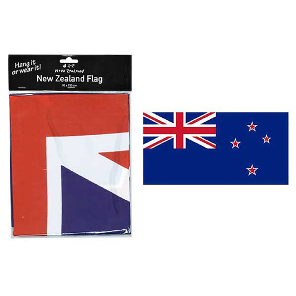 NZ Flag 90cm x 150cm | eyelets on the corners for hanging and Velcro tabs for wearing it