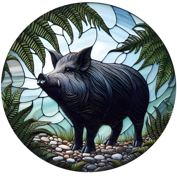 Wild Pig Stained Glass Hanger