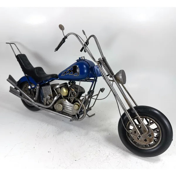 retro style, blue Chopper motorbike, metal ornament