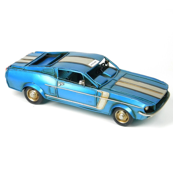 Retro style metal Blue Mustang