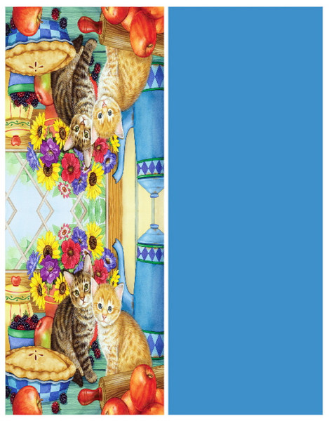 Warm scarf with kittens and flowers design