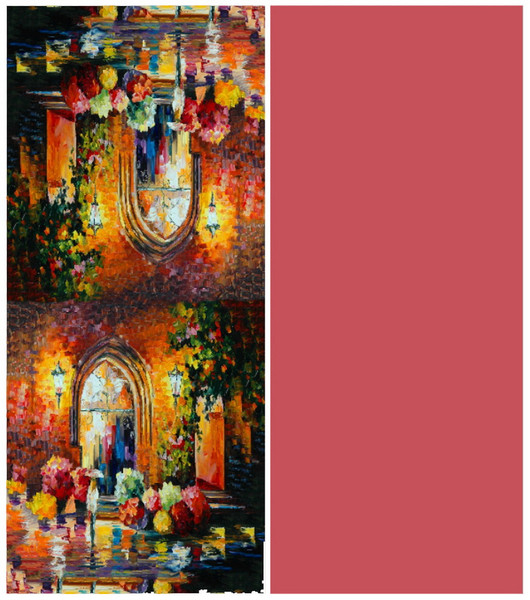 Warm scarf with arched window and flowers design