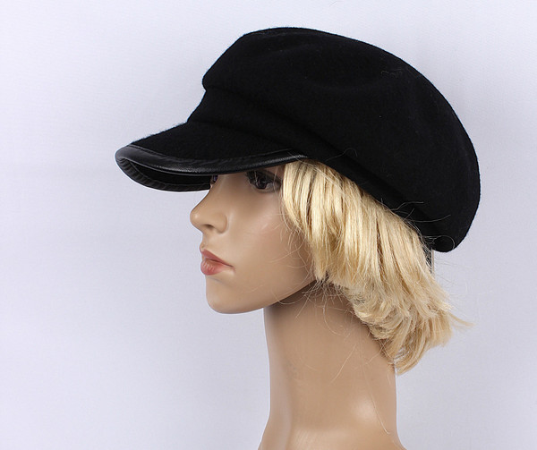100% wool black cap