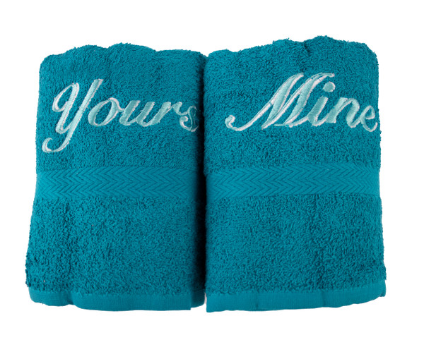 Mine And Yours Embroided Towels,teal