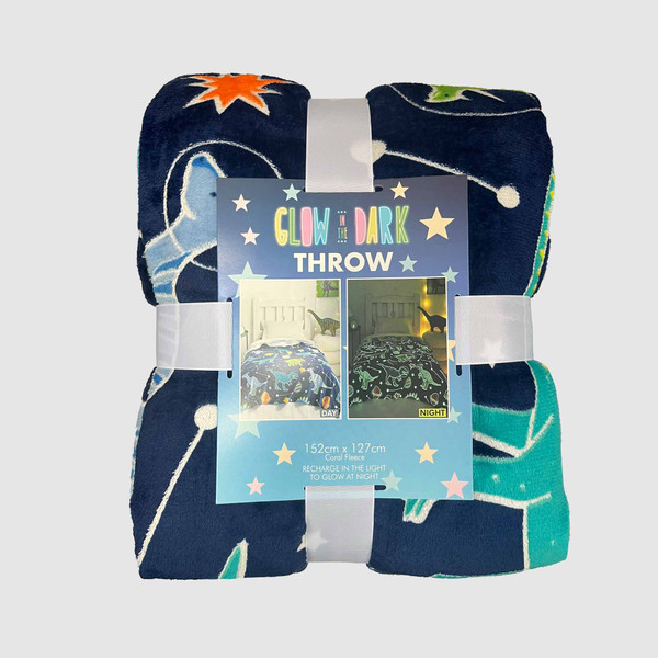 Glow In The Dark Space Dinosaur Throw