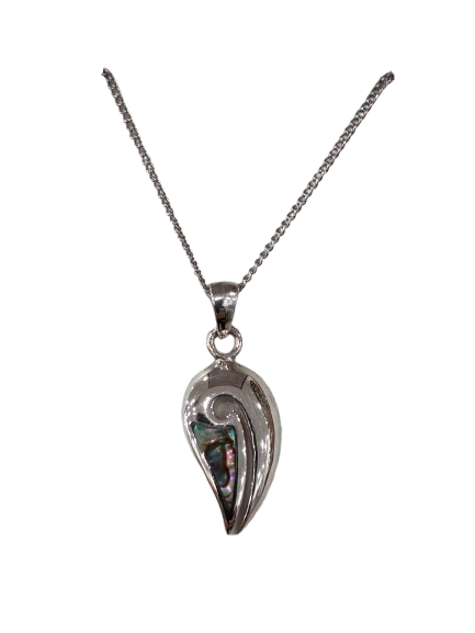 Sterling silver and NZ paua shell teardrop  necklace